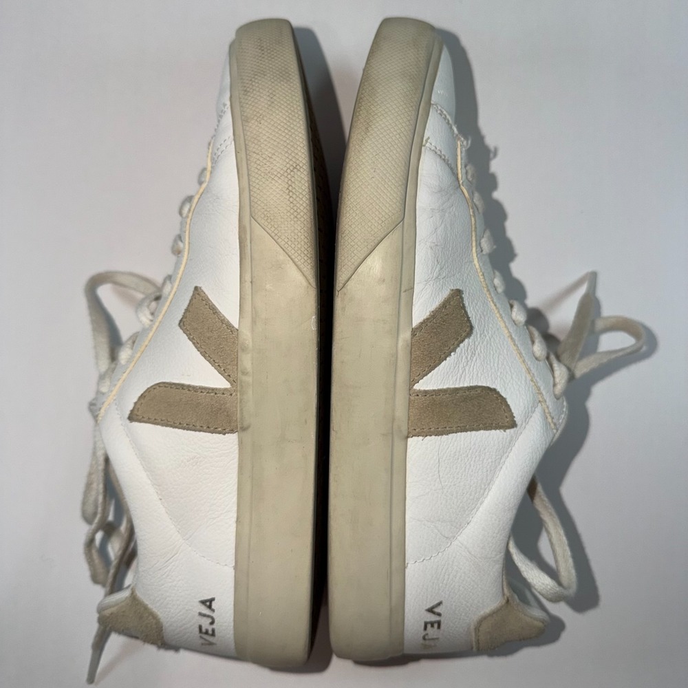 Veja Campo White Leather Low Top Sneakers Suede Logo Size US 9 EU 40